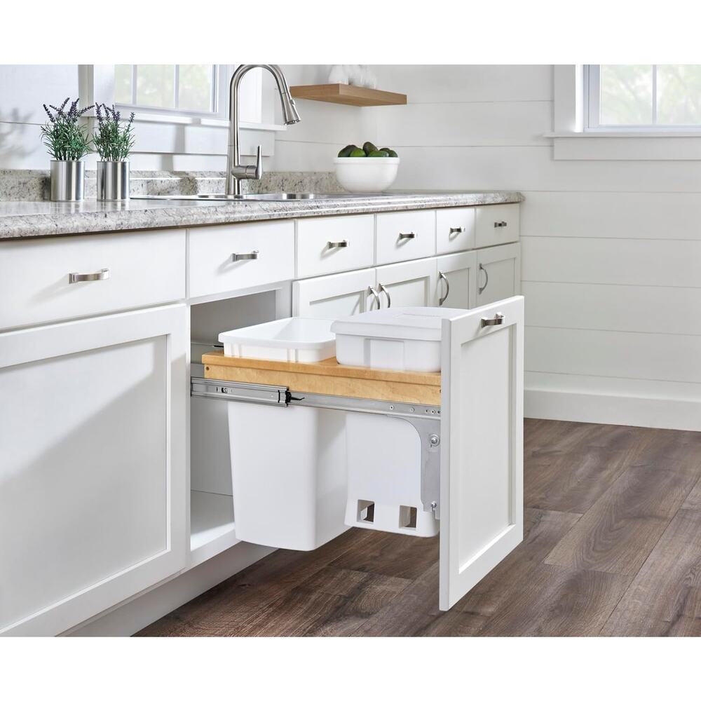 REV-A-SHELF Wood Top Mount Pullout Waste and Compost Container / 4WCTM-18CKWHSCD